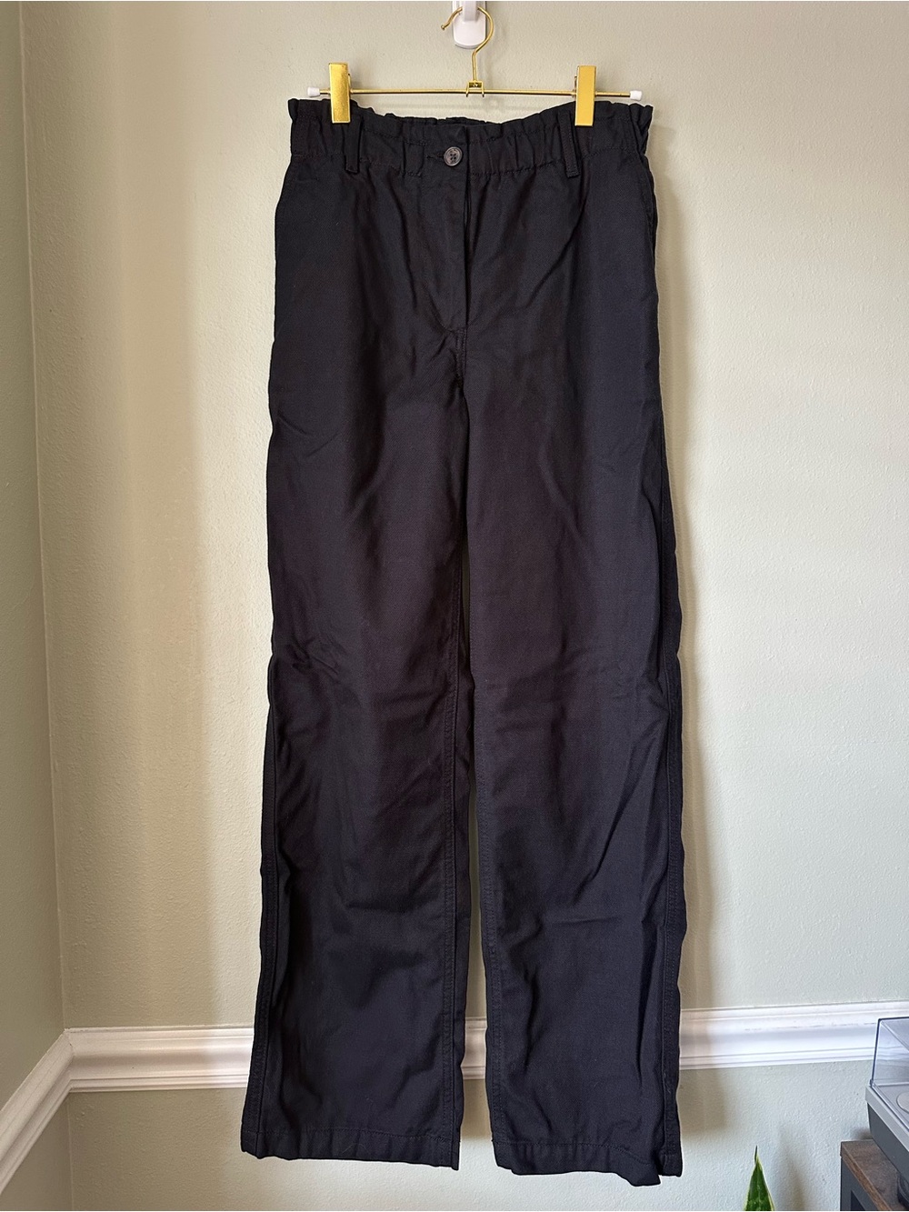 GAP Black Mid Rise Straight Leg Pants Elastic Waist Women’s XS